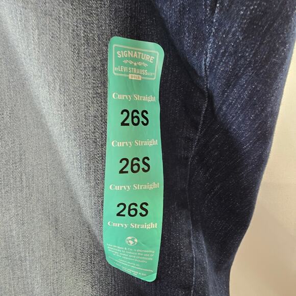 Signature Levi's Gold Curvy Straight Blue Denim Jeans Size 26S - W38 L30 - Picture 2 of 8